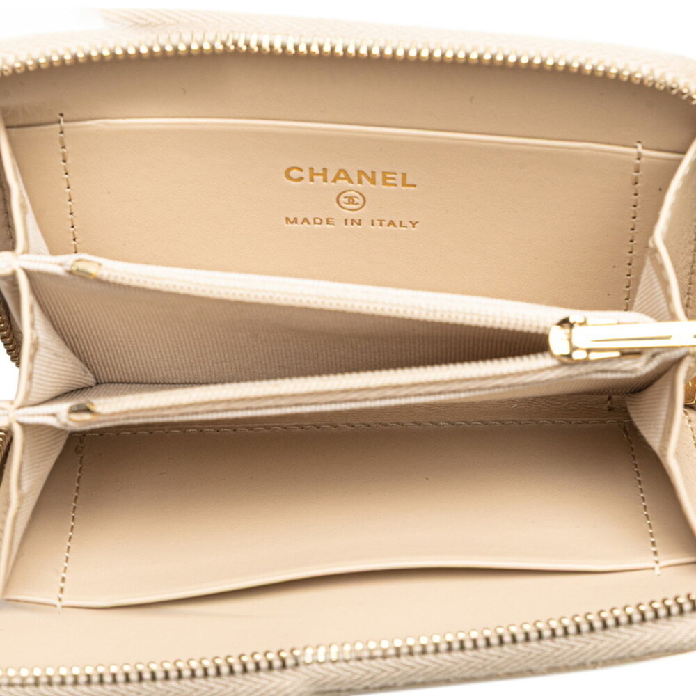 CHANEL Cream Caviar Leather Logo Wallet - Picture 4 of 10